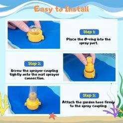 TINOR Tapis De Jeu Pour Tout-petits - 170 Cm - Gonflable - Pour Fête En Plein Air - Arroseur De Piscine - Jouet Antidérapant - Pour L'été Et Le Jardin - Bleu -Piscine Soldes Boutique 58831481 3