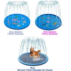 LTS FAFA Tapis De Jet D'eau, Tapis De Pulvérisation Antidérapant 0,55mm Épaisseur Anti-Déchirure, Splash Pad PVC Durable, Jet Fontaine Réglable, Jeu D'eau Exterieur Été Pour Enfant Adulte Chien,L Ø150cm -Piscine Soldes Boutique 59153739 5
