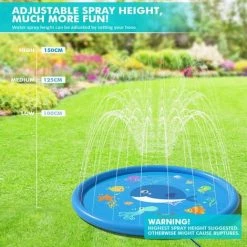 LTS FAFA Tapis Enfant De Jet D'eau 170CM PVC Tapis De Pulvérisation D'éclaboussure D'eau Piscine De Jeux Natte Et Avec Jet Fontaine Pour Enfant,Splash Sprinkle Play Pad Mat Garçons Et Filles (Bleu) -Piscine Soldes Boutique 59153872 4