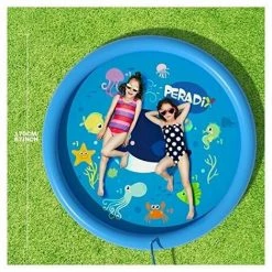LTS FAFA Tapis Enfant De Jet D'eau 170CM PVC Tapis De Pulvérisation D'éclaboussure D'eau Piscine De Jeux Natte Et Avec Jet Fontaine Pour Enfant,Splash Sprinkle Play Pad Mat Garçons Et Filles (Bleu) -Piscine Soldes Boutique 59153872 5