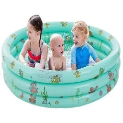 MACARON Piscine Gonflable Enfant, Ronde Ocean Life Épaissi Piscine Gonflable Familiale Baignoire Pataugeoire Gonflable Pour Jardins Et Faire, 3 Boudins Diamètre 130 Cm Hauteur 35 Cm,Vert LO-Ron