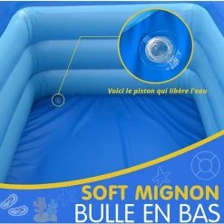 ZOLGINAH Piscine Gonflable Enfant, Rectangulaire 210*135*55cm, Pataugeoire Pour Jardin Et Extérieur, Autoportante Gonflable Famille -Piscine Soldes Boutique 59344203 3