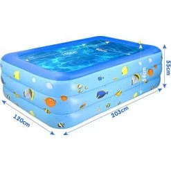 ZOLGINAH Piscine Gonflable Enfant, Rectangulaire 210*135*55cm, Pataugeoire Pour Jardin Et Extérieur, Autoportante Gonflable Famille -Piscine Soldes Boutique 59344203 5