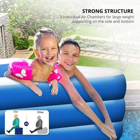ZOLGINAH Piscines Gonflables, Piscine Familiale Pour Jardin Piscine Gonflable Rectangulaire Convient Aux Adultes Et Aux Enfant Pour Organiser Des Fêtes Aquatiques Dans Cour (210 X 150 X 60 Cm) 4 ZOLGINAH Piscines Gonflables, Piscine Familiale Pour Jardin Piscine Gonflable Rectangulaire Convient Aux Adultes Et Aux Enfant Pour Organiser Des Fêtes Aquatiques Dans Cour (210 X 150 X 60 Cm) – Image 2