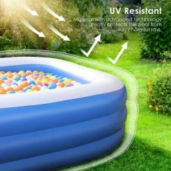 ZOLGINAH Piscine Gonflable, Piscine Gonflable Rectangulaire, Piscines Familiales De Grande Taille - Épaisseur 0,4 Mm - Pour Adultes Et Enfants - Intérieur Et Extérieur (260 X 170 X 56 Cm) -Piscine Soldes Boutique 59344207 4