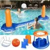 ZOLGINAH Ensemble De Volleyball Gonflable, Jeux Piscine Aire Enfant Exterieur Filet De Volleyball Et Panier De Basket Jeux D'adresse Flotant Avec Balles -Piscine Soldes Boutique 59345069 1