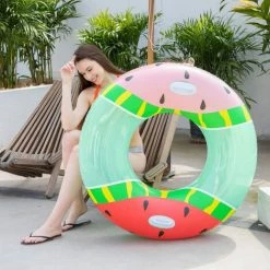 ZOLGINAH Bouée Gonflable, Durable Ronde Gonflable Avec Poignée Matelas D'air Pneumatique Radeau De Piscine Gonflable Flottant Piscine Flottante Anneau Adulte De Taille (Couleur Pastèque) -Piscine Soldes Boutique 59345303 3