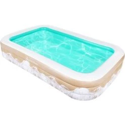 ZOLGINAH Piscines Gonflables Rectangulaire Familiale, 241cm X 142cm X 56cm, FêTe Aquatique D'éTé Piscines Familiales Enfants, Adultes, Extérieur, Jardin, Arrière-Cour Nager, Vert