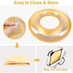 ZOLGINAH Bouée Gonflable, Durable Ronde Gonflable Avec Poignée Matelas D'air Pneumatique Radeau De Piscine Gonflable Flottant Piscine Flottante Anneau Adulte De Taille 120cm- Cercle Doré -Piscine Soldes Boutique 59346093 3