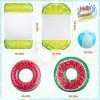 ZOLGINAH Hamac Flottant Piscine Pour Enfants, 2 Pièces Hamac Gonflable Pour Piscine Avec Anneau De Bain Pastèque Et Ballon De Plage, Multi-Usage Hamac De Piscine Portable Pour Garçons Et Filles (4Pcs) -Piscine Soldes Boutique 59346595 1