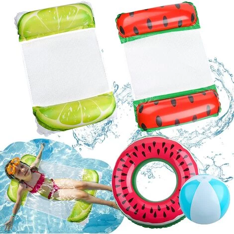 ZOLGINAH Hamac Flottant Piscine Pour Enfants, 2 Pièces Hamac Gonflable Pour Piscine Avec Anneau De Bain Pastèque Et Ballon De Plage, Multi-Usage Hamac De Piscine Portable Pour Garçons Et Filles (4Pcs) 4 ZOLGINAH Hamac Flottant Piscine Pour Enfants, 2 Pièces Hamac Gonflable Pour Piscine Avec Anneau De Bain Pastèque Et Ballon De Plage, Multi-Usage Hamac De Piscine Portable Pour Garçons Et Filles (4Pcs) – Image 2