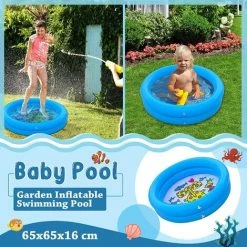 MACARON Pataugeoire Gonflable Pour Bébé - Portable - 65 Cm - Bleu LO-Ron -Piscine Soldes Boutique 59402389 5