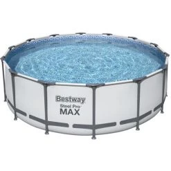 BESTWAY Piscine Tubulaire Ronde Grise Steel Pro Max Ø4.27 X 1.22 M