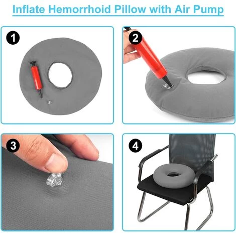 HEGUYEY Coussin Hémorroïdes Gonflable Avec Siège Orthopédique – Anneau De Siège Hémorroïdes Decubé Avec Pompe, Donut Avec Coussin Pour Siège, 1 Pièce 6 HEGUYEY Coussin Hémorroïdes Gonflable Avec Siège Orthopédique – Anneau De Siège Hémorroïdes Decubé Avec Pompe, Donut Avec Coussin Pour Siège, 1 Pièce – Image 4