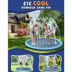 FR-LIFE Tapis Jet D'eau,BR-Vie 170cm Tapis De Pulvérisation D'eau PVC, Splash Pad Antidérapant, Jeux D'eau Exterieur Pour Enfants Dans Jardin -Piscine Soldes Boutique 59637658 4