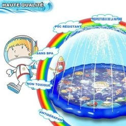FR-LIFE Tapis Enfant De Jet D'eau, BR-Vie Tapis De Pulvérisation D'éclaboussure D'eau Splash Sprinkle Play Mat Pour Activités De Plein Air Partie De Natation De L'été Pour Enfant Garçons Et Filles -Piscine Soldes Boutique 59637858 3