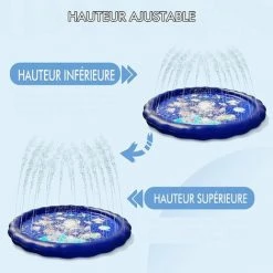 FR-LIFE Tapis Enfant De Jet D'eau, BR-Vie Tapis De Pulvérisation D'éclaboussure D'eau Splash Sprinkle Play Mat Pour Activités De Plein Air Partie De Natation De L'été Pour Enfant Garçons Et Filles -Piscine Soldes Boutique 59637858 5