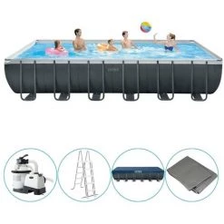 Piscine Tubulaire Intex Rectangulaire 732x366x132 Cm - Accessoires Inclus