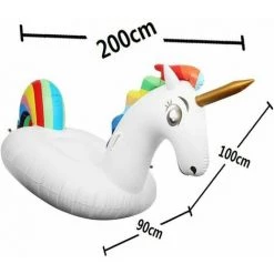 IRISFR Flotteur Gonflable Pour Piscine En Forme De Licorne, Tour Géant Flottant Avec Vannes Rapides Pour Adultes Enfants Plage Parties De Billard Jeux Décorations De Salon Terrasse (200x100x90 Cm),Lilaris -Piscine Soldes Boutique 59804183 3