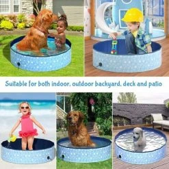 IRISFR Piscine Pour Chien, Pliable Piscine Chien, Baignoire Pour Chien, Piscine Pour Chien Pliable En PVC Résistant Aux Rayures Baignoire Pour Chiens Animaux Enfants Intérieur Extérieur, 120 X 30 Cm,Lilaris -Piscine Soldes Boutique 59805330 5