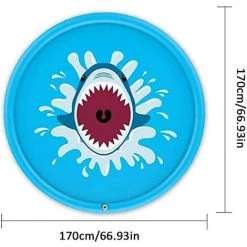 QERSTA Tapis Enfant De Jet D'eau 170C PVC D'éclaboussure D'eau Piscine De Jeux Natte Et Avec Jet Fontaine Pour Enfant(Bleu + Requin) -Piscine Soldes Boutique 59831275 2
