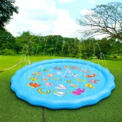 BENOBBY KIDS Tapis De Pulvérisation D'eau Jouets D'eau En Plein Air Tapis De Jeu Pour Enfants Fontaine Gonflable Piscine Dinosaure Tampon De Pulvérisation D'eau-Blue Dolphin 170CM