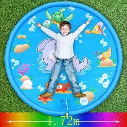 BENOBBY KIDS Tapis De Pulvérisation D'eau Jouets D'eau En Plein Air Tapis De Jeu Pour Enfants Fontaine Gonflable Piscine Dinosaure Tampon De Pulvérisation D'eau-Blue Dolphin 170CM -Piscine Soldes Boutique 59994052 4