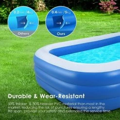 Cisea Piscine Gonflable, Piscine Gonflable Rectangulaire, Piscines Familiales De Grande Taille - Épaisseur 0,4 Mm - Pour Adultes Et Enfants - Intérieur Et Extérieur (300 X 180 X 56 Cm) -Piscine Soldes Boutique 60003226 3