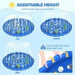 GRID COOL Tapis Enfant De Jet D'eau, 170cm PVC Durable Antidérapant Tapis De Pulvérisation D'éclaboussure D'eau Eau Piscine, Jeu D'eau Extérieurs Jouets Pour Filles Et Garçons -Piscine Soldes Boutique 60029705 2