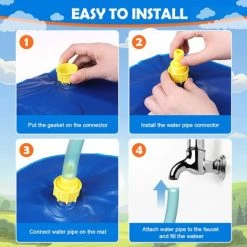 GRID COOL Tapis Enfant De Jet D'eau, 170cm PVC Durable Antidérapant Tapis De Pulvérisation D'éclaboussure D'eau Eau Piscine, Jeu D'eau Extérieurs Jouets Pour Filles Et Garçons -Piscine Soldes Boutique 60029705 3