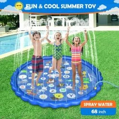 GRID COOL Tapis Enfant De Jet D'eau, 170cm PVC Durable Antidérapant Tapis De Pulvérisation D'éclaboussure D'eau Eau Piscine, Jeu D'eau Extérieurs Jouets Pour Filles Et Garçons -Piscine Soldes Boutique 60029705 4