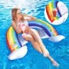GRID COOL Flottantes Hamac Arc-en-Ciel, Flotteur Gonflable Avec Porte-gobelets, Hamac Gonflable Piscine Hamacs D'eau, Lit Flottant Gonflable Flotteur Bouée ​Piscine Pour Piscine Plage Enfant Adulte -Piscine Soldes Boutique 60029712 1