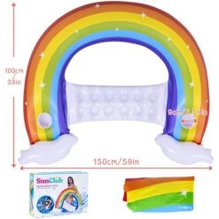 GRID COOL Flottantes Hamac Arc-en-Ciel, Flotteur Gonflable Avec Porte-gobelets, Hamac Gonflable Piscine Hamacs D'eau, Lit Flottant Gonflable Flotteur Bouée ​Piscine Pour Piscine Plage Enfant Adulte -Piscine Soldes Boutique 60029712 2