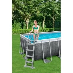 Kit Piscine Hors Sol Tubulaire BESTWAY Power Steel™- 488 X 244 X 122 Cm - Rectangulaire (Avec échelle, Bâche, épurateur A C -Piscine Soldes Boutique 60043664 5