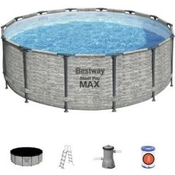 Kit Piscine Hors Sol Tubulaire BESTWAY Steel Pro Max™ - 427 X 122 Cm - Ronde (Livrée Avec Pompe De Filtration, échelle + Bâ -Piscine Soldes Boutique 60044002 2