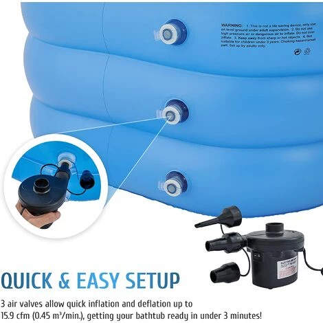 PESCE Baignoire Gonflable, Mini Piscine Gonflable Avec Pompe Électrique Pour Adultes Enfants, Mini Spa Pliable En PVC Pour Hommes Bébés 5 PESCE Baignoire Gonflable, Mini Piscine Gonflable Avec Pompe Électrique Pour Adultes Enfants, Mini Spa Pliable En PVC Pour Hommes Bébés – Image 3