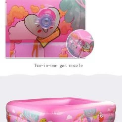 PESCE Bébé Enfants Jardin Pataugeoire,Rectangulaire Piscine Gonflable,Facile à Assembler Porter-résistant Piscine Familiale-Rose 120x90x36cm(47x35x14inch) -Piscine Soldes Boutique 60169348 3