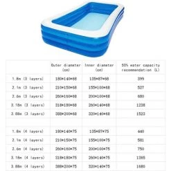 PESCE Piscine Gonflable Rectangulaire Adulte, Piscine Familiale Épaisse En PVC Pour Enfants, Adultes, Extérieur, Jardin, Arrière-Cour Nager -Piscine Soldes Boutique 60169352 2