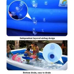 PESCE Piscine Gonflable Rectangulaire Adulte, Piscine Familiale Épaisse En PVC Pour Enfants, Adultes, Extérieur, Jardin, Arrière-Cour Nager -Piscine Soldes Boutique 60169352 4