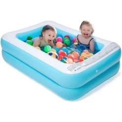 PESCE Piscine Gonflable Rectangulaire Familiale, Piscine FêTe Aquatique D'éTé Piscines Familiales Enfants, Adultes, Extérieur, Jardin, Arrière-Cour Nager (181x141x46cm)