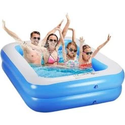 PESCE Pataugeoire Rectangulaire Gonflable Pour Jardin, Balcon, Enfant, Garçon, Fille, Facile à Monter (155 X 108 X 46 Cm)