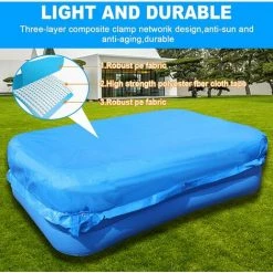 PESCE Bâche De Piscine Rectangulaire, Cadre Durable, Résistant à La Poussière, Imperméable Pour Piscine Familiale Gonflable, Jardin De Villa En Plein Air (260 X 160 Cm Sans évacuation En Maille) -Piscine Soldes Boutique 60169404 5