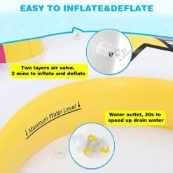 AOUGO Pataugeoire Gonflable De Licorne, 230*126*106 CM Piscine Multifonctionnelle Pour Enfants Avec Pulvérisation D'eau à La Queue Et Beau Motif, Grand Cadeau D'été Pour Les Enfants 3+ -Piscine Soldes Boutique 60281787 4