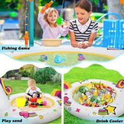 AOUGO Pataugeoire Gonflable De Licorne, 230*126*106 CM Piscine Multifonctionnelle Pour Enfants Avec Pulvérisation D'eau à La Queue Et Beau Motif, Grand Cadeau D'été Pour Les Enfants 3+ -Piscine Soldes Boutique 60281787 5