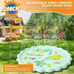 AOUGO Tapis De Jet D'eau Pour Jouets Enfants,200 Cm Perle Tapis De Pulvérisation D'eau PVC Durable Sprinkler Splash Pad,Jeu D'eau Extérieurs Pour Filles Et Garçons De Les Jardins Et Les Pelouses -Piscine Soldes Boutique 60281852 3