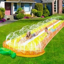 AOUGO 483 X 196 Cm Toboggan Pour Enfants - Double Voie Extra Large - Arroseur Gonflable Pour Enfants Et Tout-petits - Jeux De Piscine En Plein Air -Piscine Soldes Boutique 60281876 5