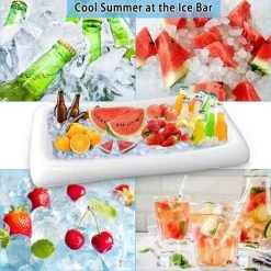 AOUGO Plateau Flottant Pour Piscine, 135×65cmPlateau Gonflable Bar Flottant, Porte Bière Flottant PVC, Gonflable Plateau De Buffet Bar, La Plage, Le Pique-Nique Sur La Pelouse, Le Camping Etc -Piscine Soldes Boutique 60282001 4