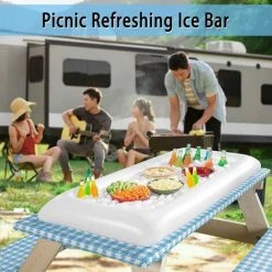 AOUGO Plateau Flottant Pour Piscine, 135×65cmPlateau Gonflable Bar Flottant, Porte Bière Flottant PVC, Gonflable Plateau De Buffet Bar, La Plage, Le Pique-Nique Sur La Pelouse, Le Camping Etc -Piscine Soldes Boutique 60282001 5