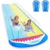 AOUGO Tapis De Glisse à Eau, 4.8 X 1.4M Forme De Requin Double Toboggan Gonflable Piscine,Tapis Eau Avec 2 Planches De Bodyboard ,Pelouse De Jardin Extérieur Water Slip And Slide -Piscine Soldes Boutique 60282062 1