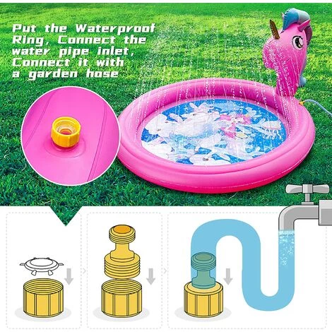 AOUGO Splash Pad Sprinkler Pad Childhood Pool, Large 70 Inch Splash Pad Children Summer Outdoor Toys Gonflable Water Toys (Licorne Sirene) 7 AOUGO Splash Pad Sprinkler Pad Childhood Pool, Large 70 Inch Splash Pad Children Summer Outdoor Toys Gonflable Water Toys (Licorne Sirene) – Image 5